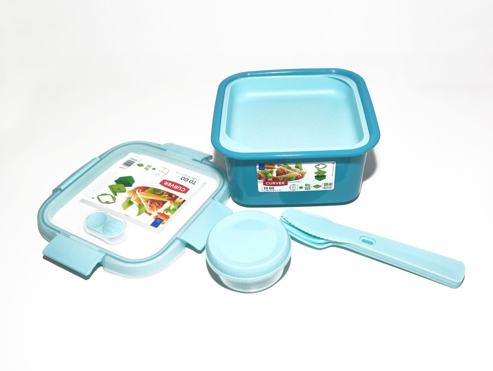 CURVER Ételtartó doboz evőeszközökkel Smart TO GO 1,1L kék