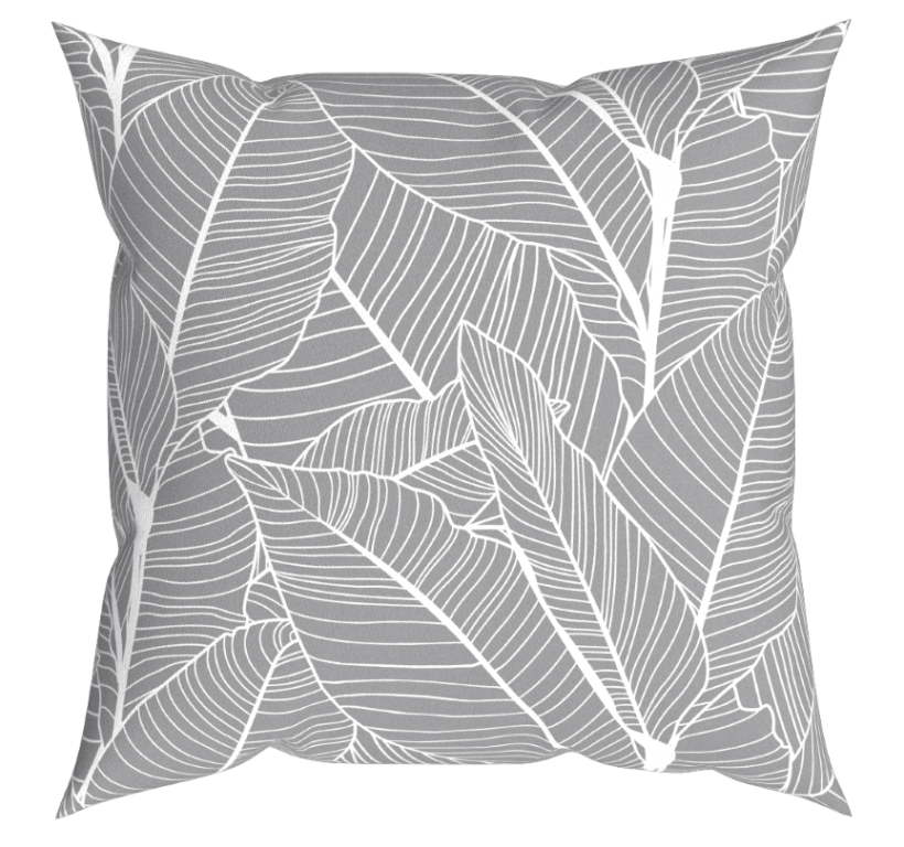 VANESSA dekorační polštář, šedé listy, 43 x 43 cm